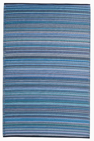 Cancun Indigo Striped Reversible Outdoor Patio Rug