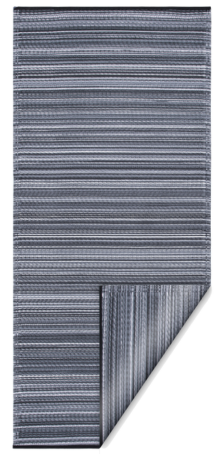 Cancun Midnight Striped Reversible Outdoor Patio Rug
