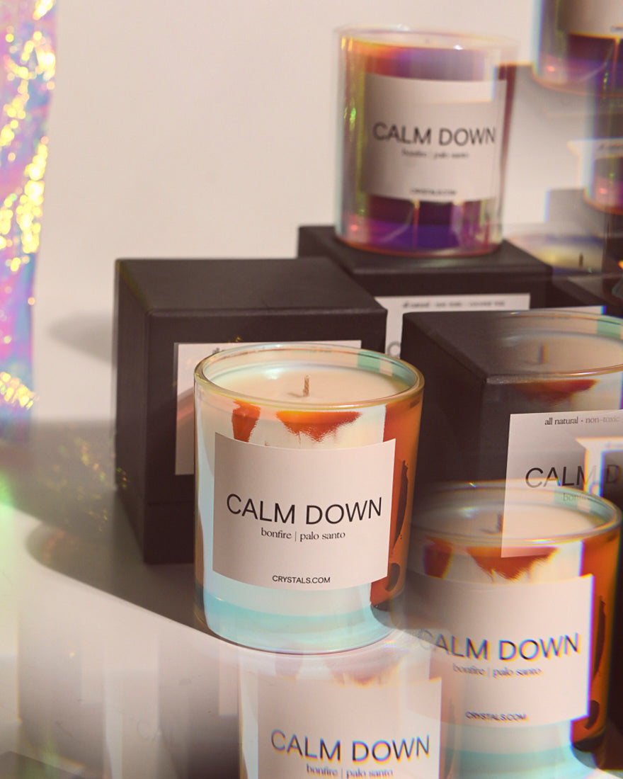 CALM DOWN Candle – Palo Santo Coconut Wax Candle for Relaxation & Grounding