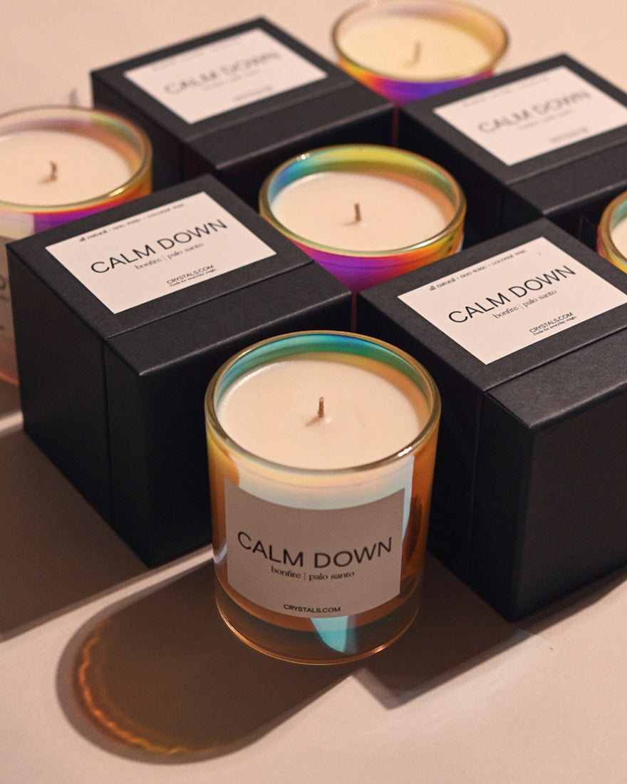 CALM DOWN Candle – Palo Santo Coconut Wax Candle for Relaxation & Grounding