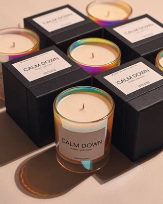 CALM DOWN Candle – Palo Santo Coconut Wax Candle for Relaxation & Grounding