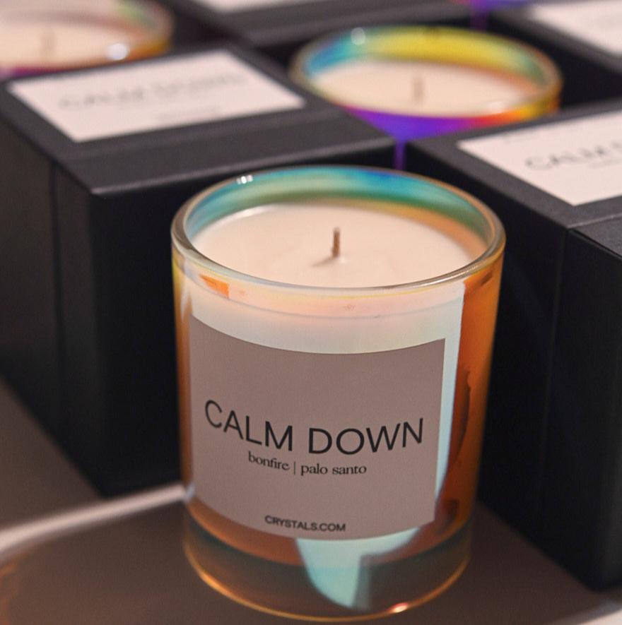 CALM DOWN Candle – Palo Santo Coconut Wax Candle for Relaxation & Grounding