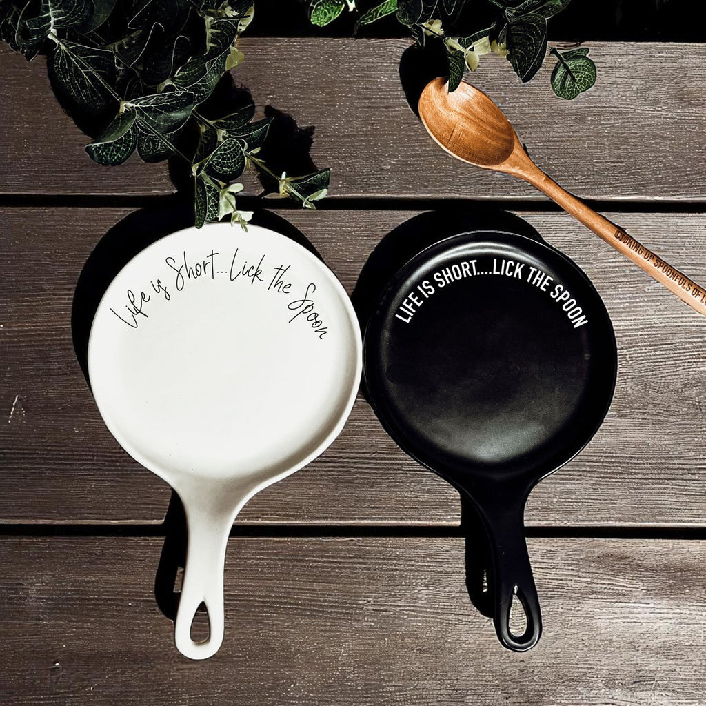 Funny Baking Spoon Rest with Wooden Spoon – Porcelain Kitchen Spoon Holder
