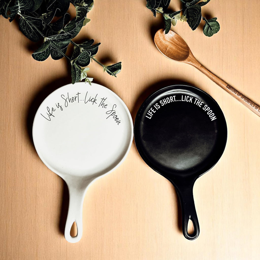Funny Baking Spoon Rest with Wooden Spoon – Porcelain Kitchen Spoon Holder