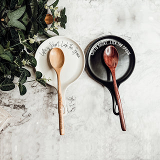 Funny Baking Spoon Rest with Wooden Spoon – Porcelain Kitchen Spoon Holder