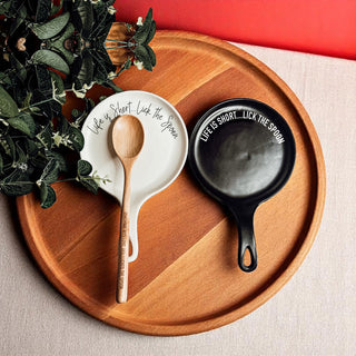 Funny Baking Spoon Rest with Wooden Spoon – Porcelain Kitchen Spoon Holder