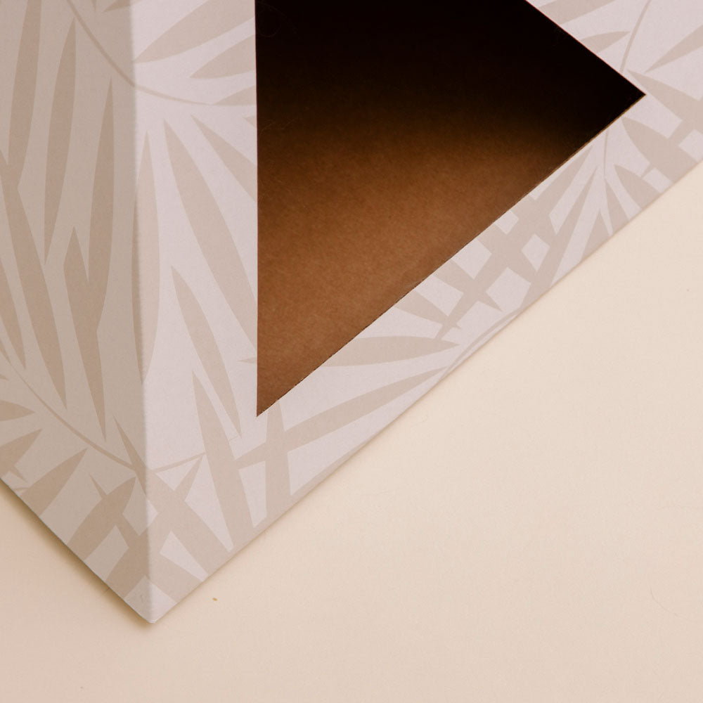 Neutral Palm Cardboard Cat Pyramid | Eco-Friendly Kitty Hideaway