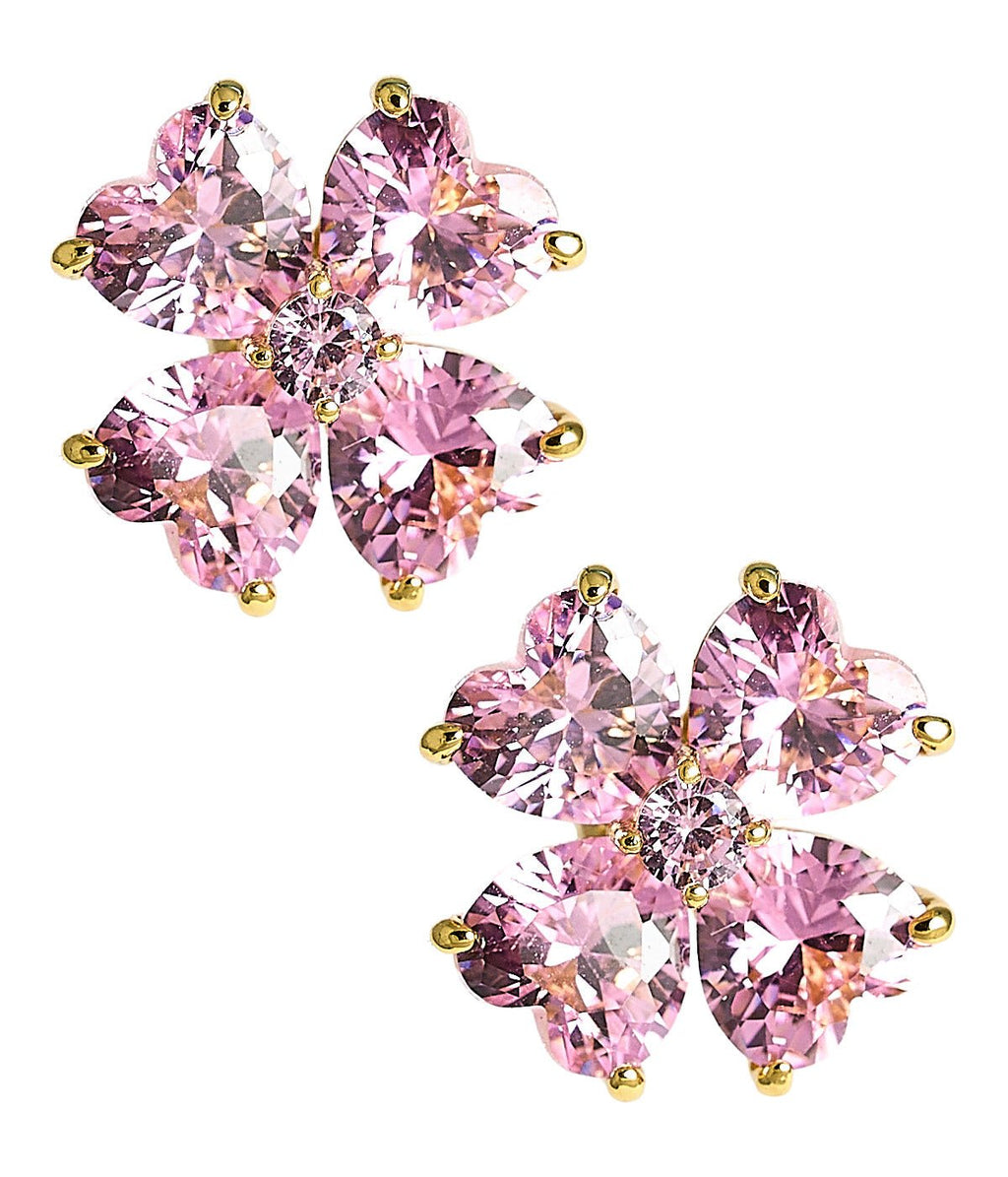 Catherine 18K Gold Plated Clover Stone Stud Earrings