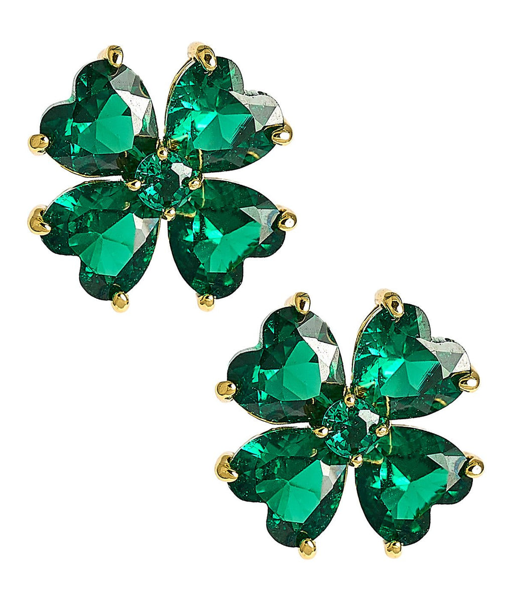 Catherine 18K Gold Plated Clover Stone Stud Earrings