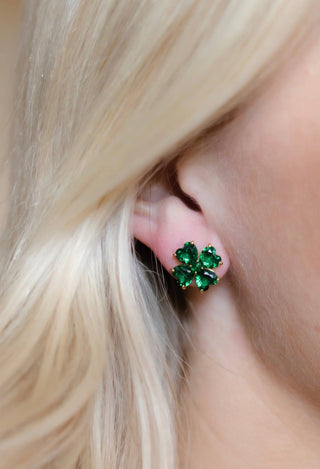 Catherine 18K Gold Plated Clover Stone Stud Earrings