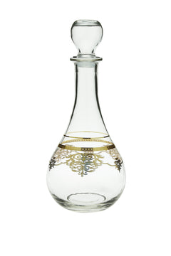 Elegant Glass Decanter with Ornate Gold Detailing
