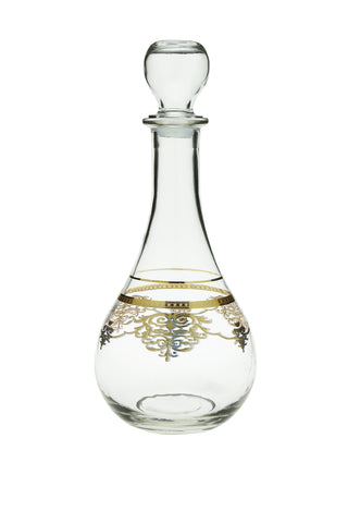 Elegant Glass Decanter with Ornate Gold Detailing