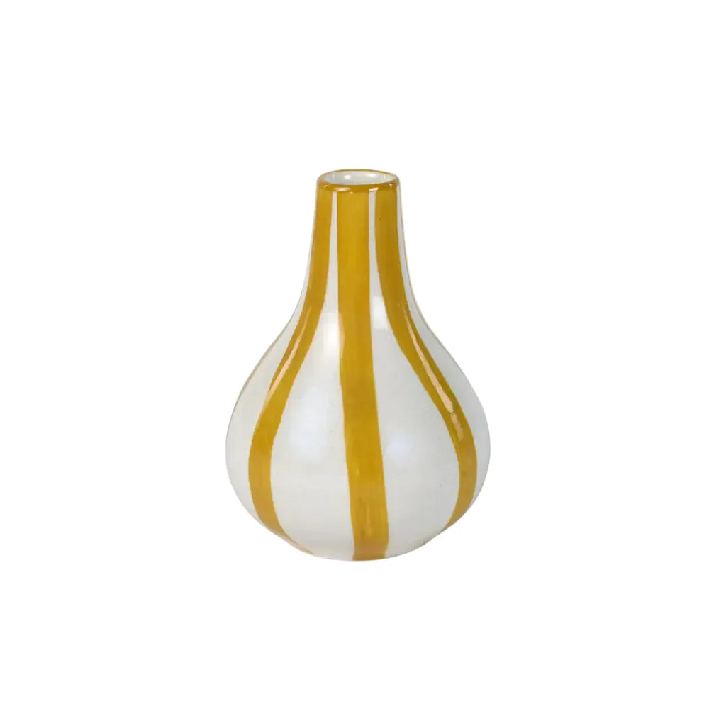 Ceramic Yellow Stripe Bud Vase Set of 2