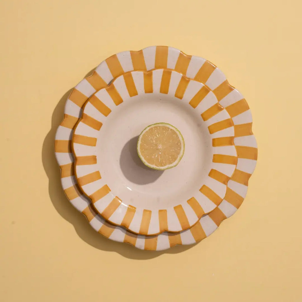 Ceramic Yellow Stripe Salad Plate