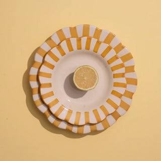Ceramic Yellow Stripe Salad Plate