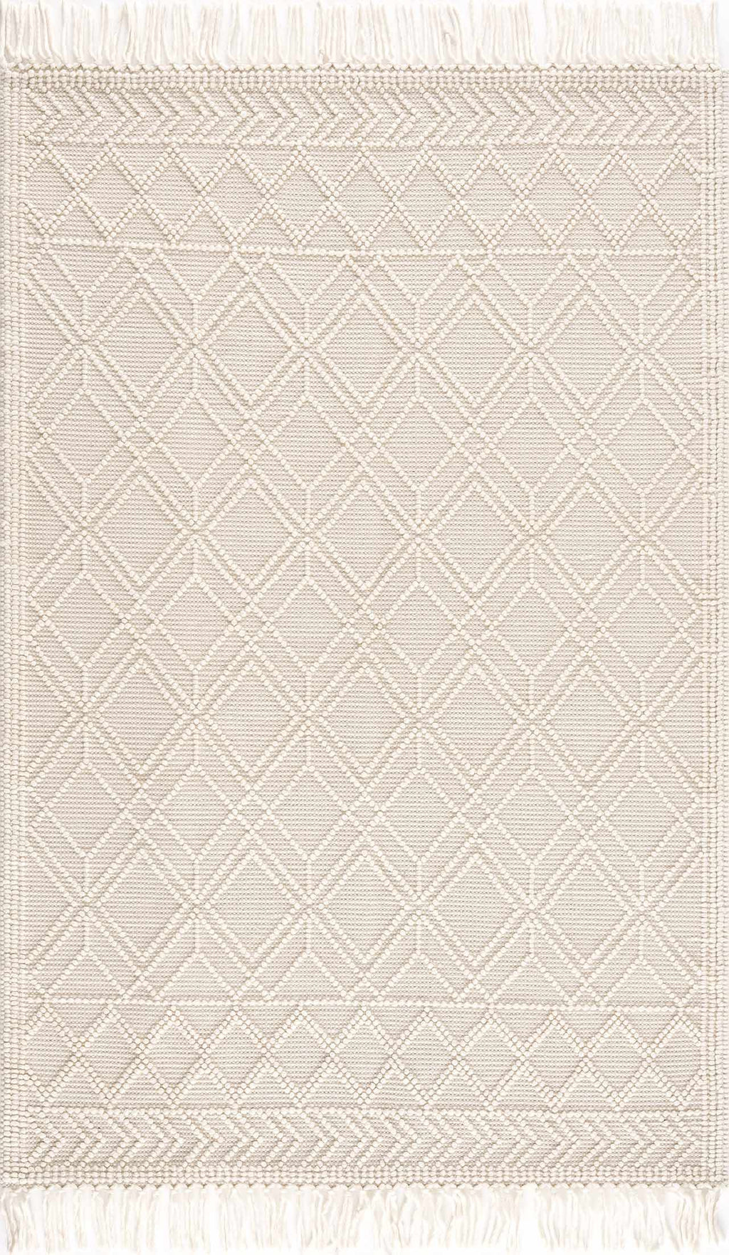 Ramsbury Beige Trellis Wool Rug – Premium Soft Wool Area Carpet
