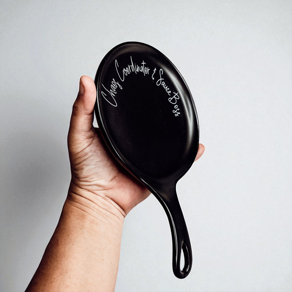 Chaos & Sauce Boss Spoon Rest with Wooden Spoon – Funny Porcelain Kitchen Gift