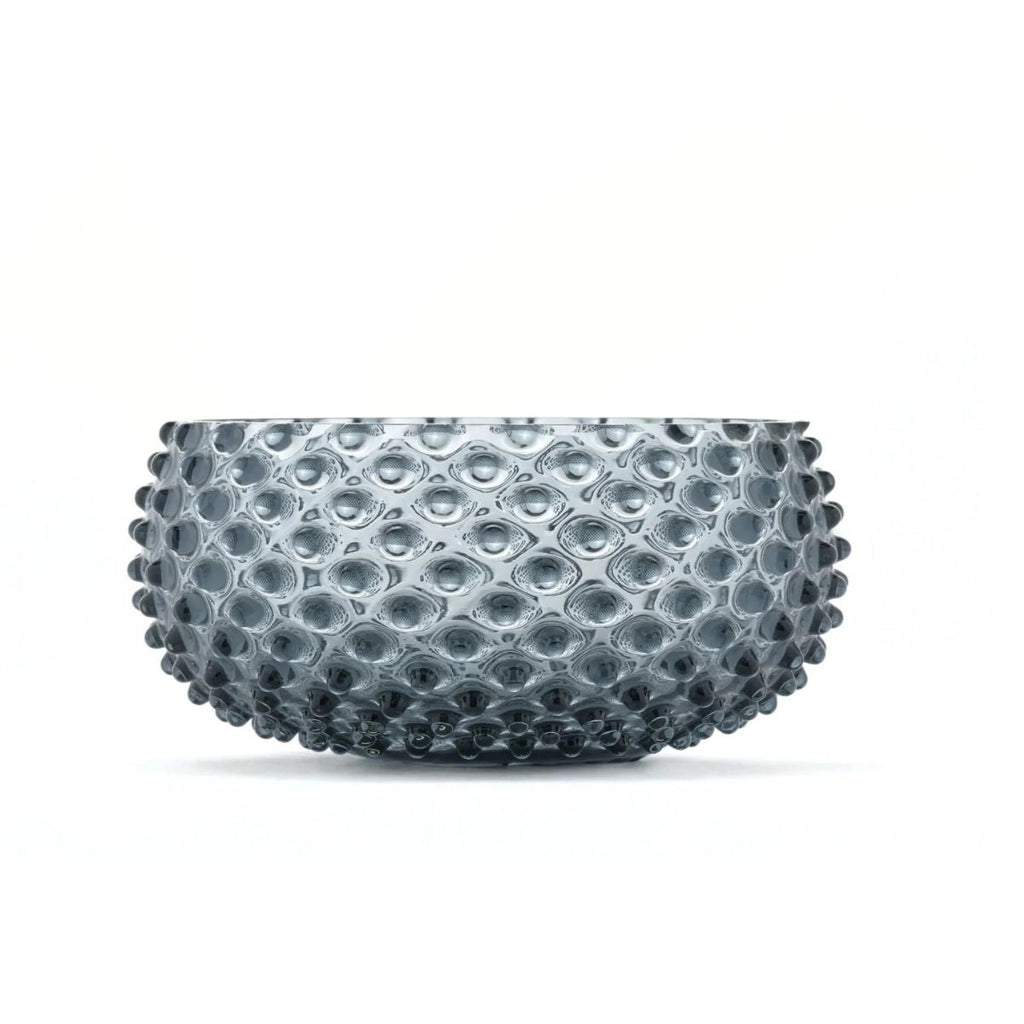 Hobnail Glass Bowl in Charcoal Haze – Large