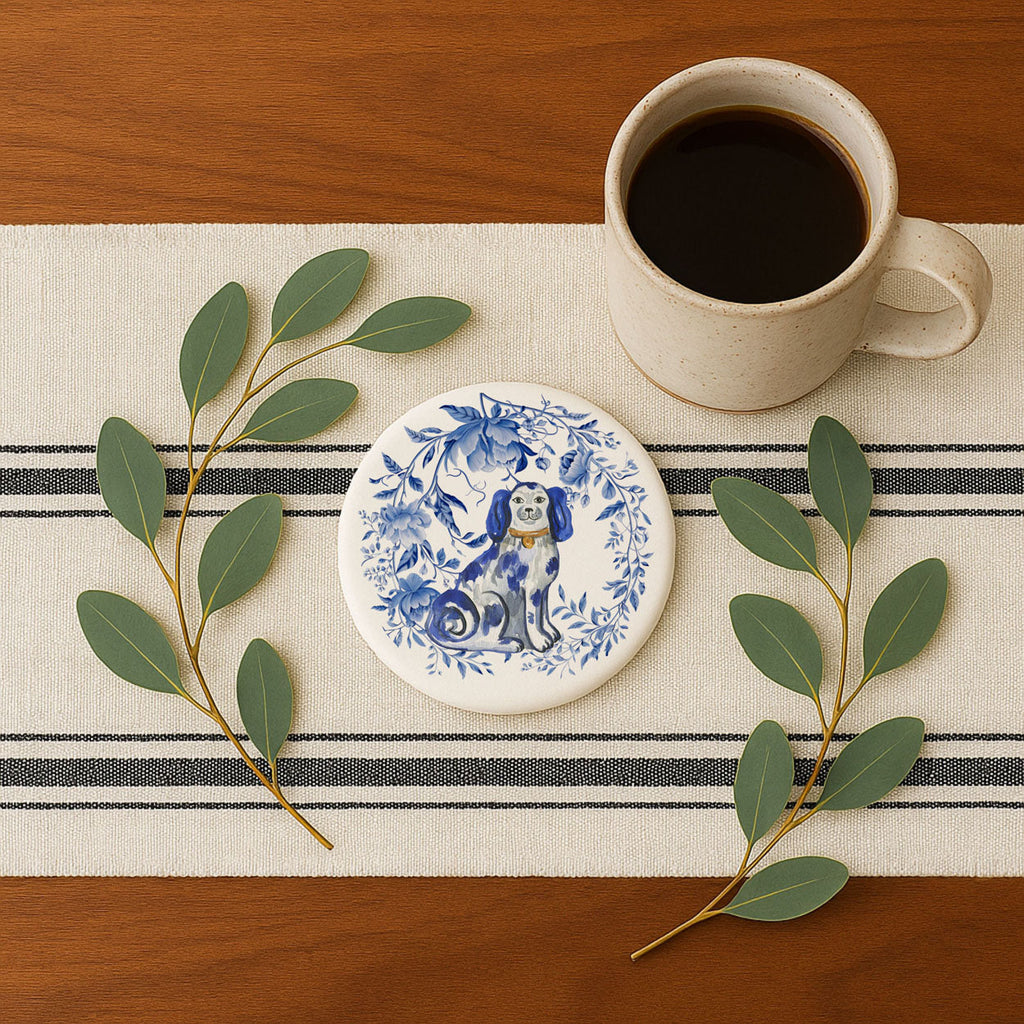 Blue & White Chinoiserie Ceramic Coasters – Classic Porcelain-Inspired Designs