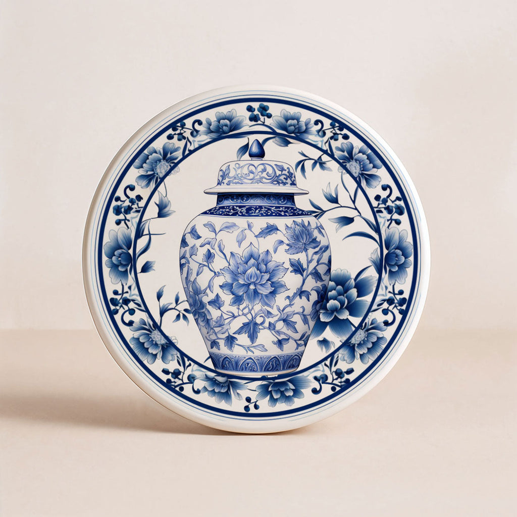 Blue & White Chinoiserie Ceramic Coasters – Classic Porcelain-Inspired Designs