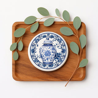 Blue & White Chinoiserie Ceramic Coasters – Classic Porcelain-Inspired Designs