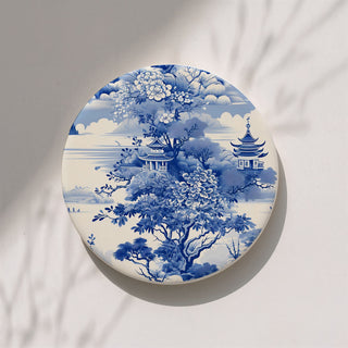 Blue & White Chinoiserie Ceramic Coasters – Classic Porcelain-Inspired Designs