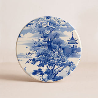 Blue & White Chinoiserie Ceramic Coasters – Classic Porcelain-Inspired Designs