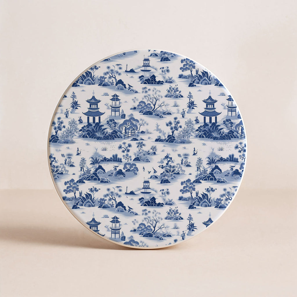 Blue & White Chinoiserie Ceramic Coasters – Classic Porcelain-Inspired Designs