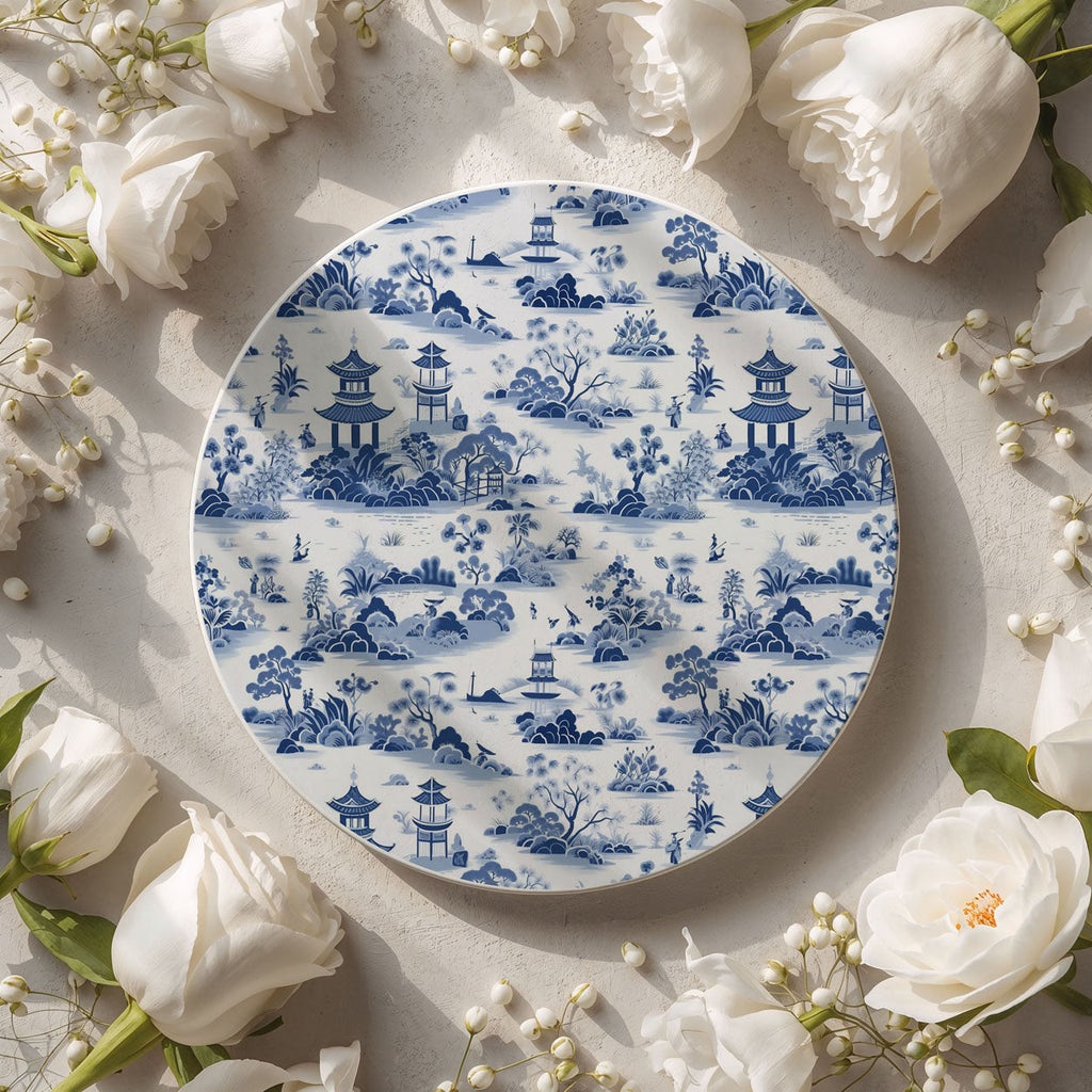 Blue & White Chinoiserie Ceramic Coasters – Classic Porcelain-Inspired Designs