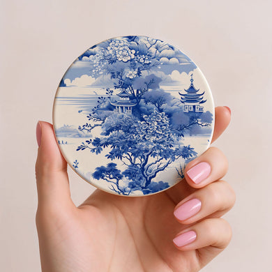 Blue & White Chinoiserie Ceramic Coasters – Classic Porcelain-Inspired Designs