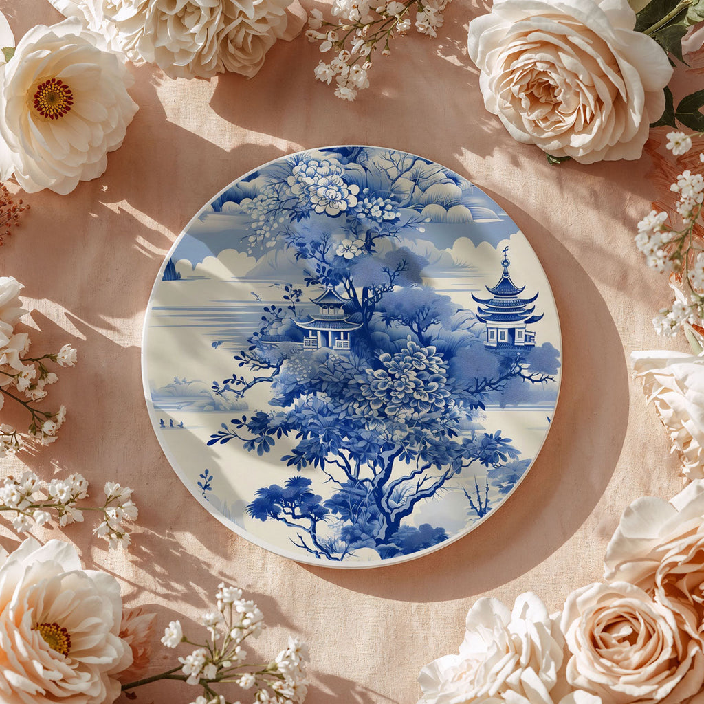 Blue & White Chinoiserie Ceramic Coasters – Classic Porcelain-Inspired Designs