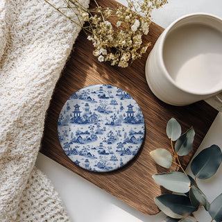 Blue & White Chinoiserie Ceramic Coasters – Classic Porcelain-Inspired Designs