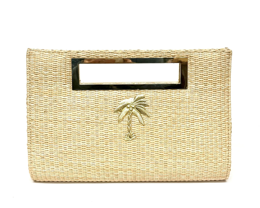 Chloe Clutch - Straw - Gold Charm