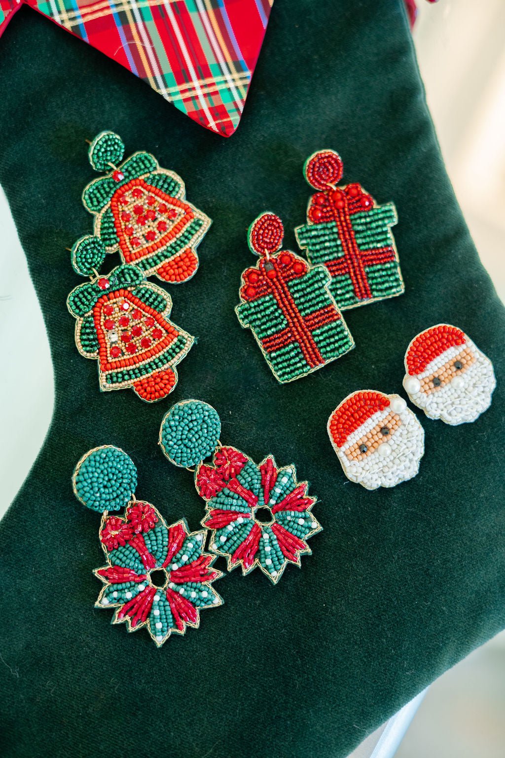 Christmas Bell Beaded Holiday Earrings