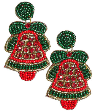 Christmas Bell Beaded Holiday Earrings