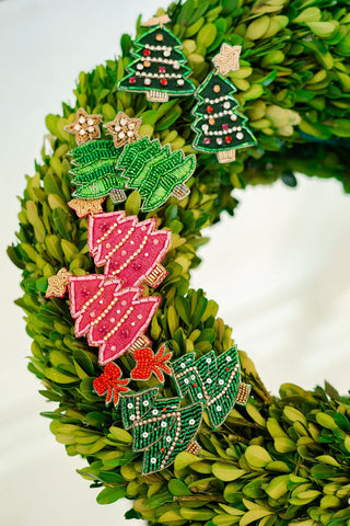 Christmas Tree Beaded Earring  - Gold Star Top