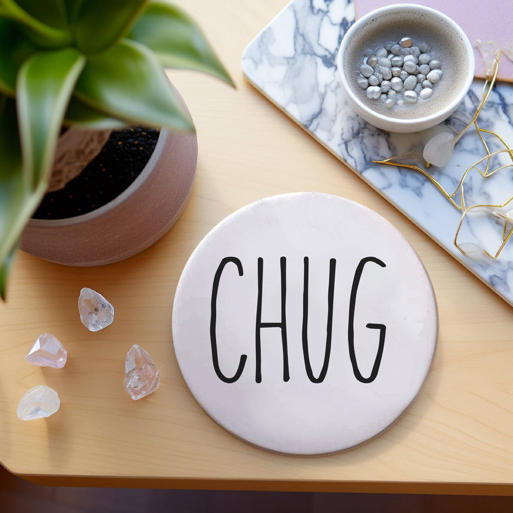 One Word Ceramic Coasters – Minimalist Bar & Coffee Table Collection (4