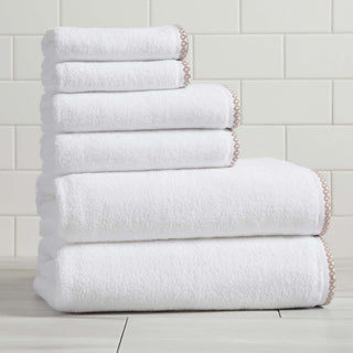 Elegant Cotton Border-Stitched Towel Set – Valery Collection (6-Piece)