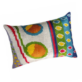 Circus Silk Velvet Ikat Throw Pillow Cover, 16 x 24