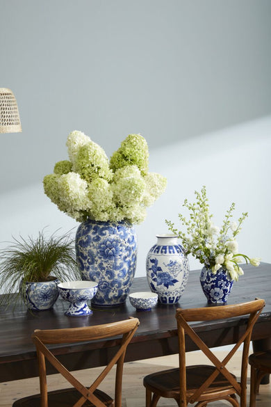 Classic Meets Contemporary: Elodie Vase in Blue Floral Chinoiserie - Anara Lifestyle