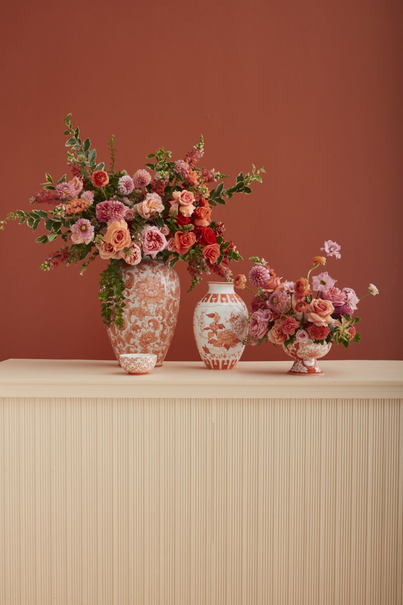 Classic Meets Contemporary: Elodie Vase in Coral Floral Chinoiserie - Anara Lifestyle