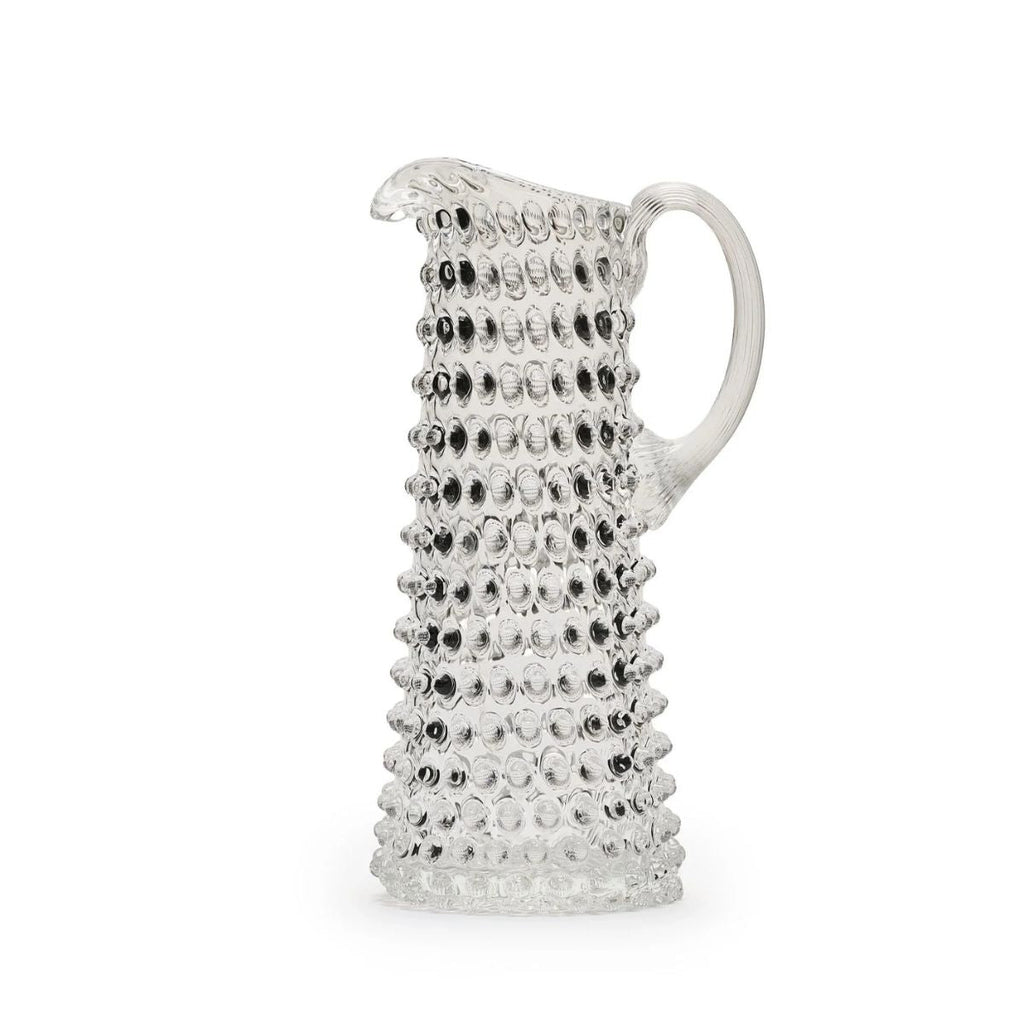 Hobnail Glass Jug in Clear Quartz – Tall 1.2 Liter