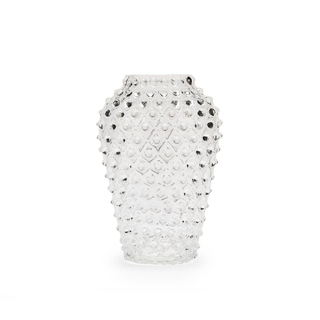 Hobnail Glass Vase in Clear Quartz – Barrel
