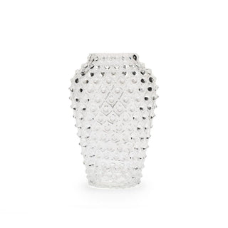 Hobnail Glass Vase in Clear Quartz – Barrel
