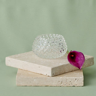 Hobnail Glass Bowl in Clear Quartz – Small