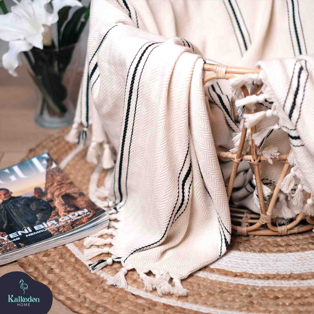 Handwoven Cotton Throw Blanket | 4-Layer Muslin Queen Size