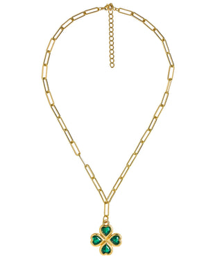 Jamie 18K Gold Plated Clover Paperclip Necklace