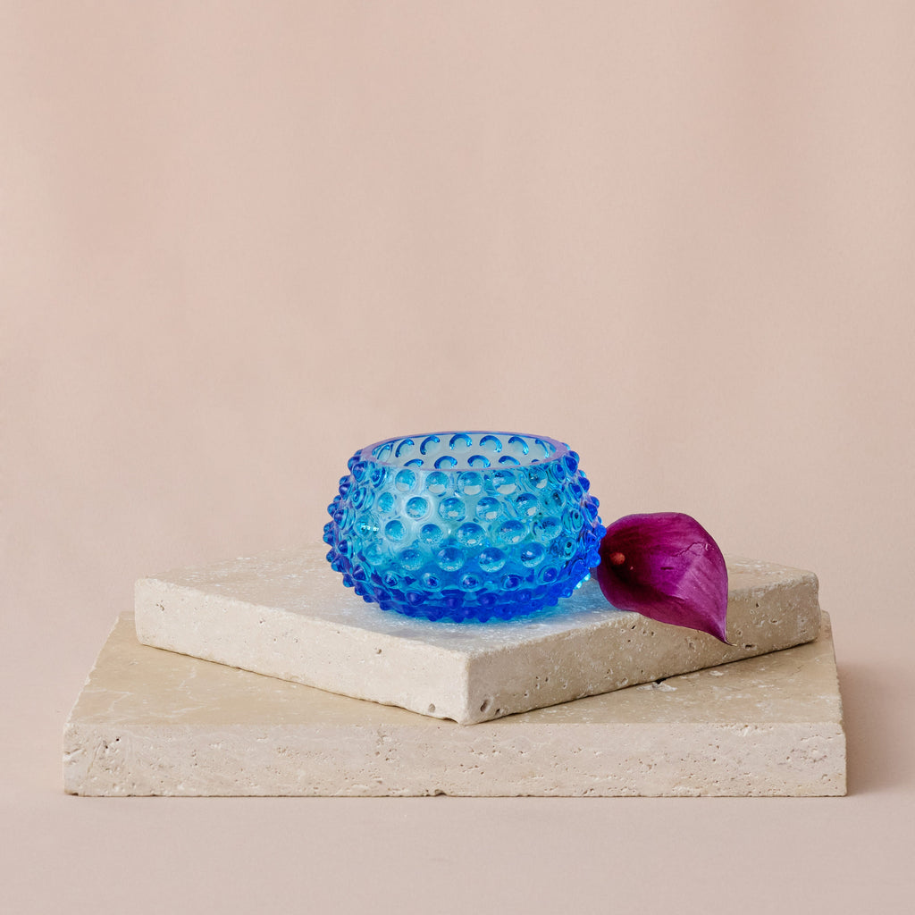 Hobnail Glass Bowl in Coastal Azul – Small
