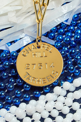 College Tag Charm Necklace - 18k Gold Plated Paper Clip Chain