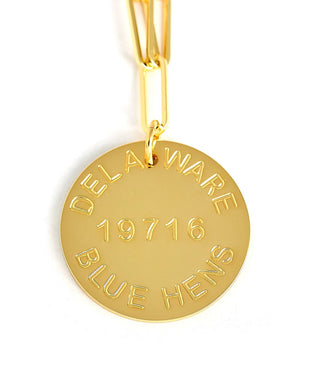 College Tag Charm Necklace - 18k Gold Plated Paper Clip Chain